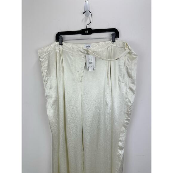 J.Crew Anna October Wide Leg Trouser Textured Satin Relaxed Ivory US 22 NWT - Picture 8 of 16